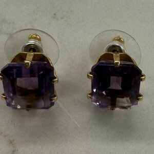 14K Yellow Gold and Amethyst Stud Earrings